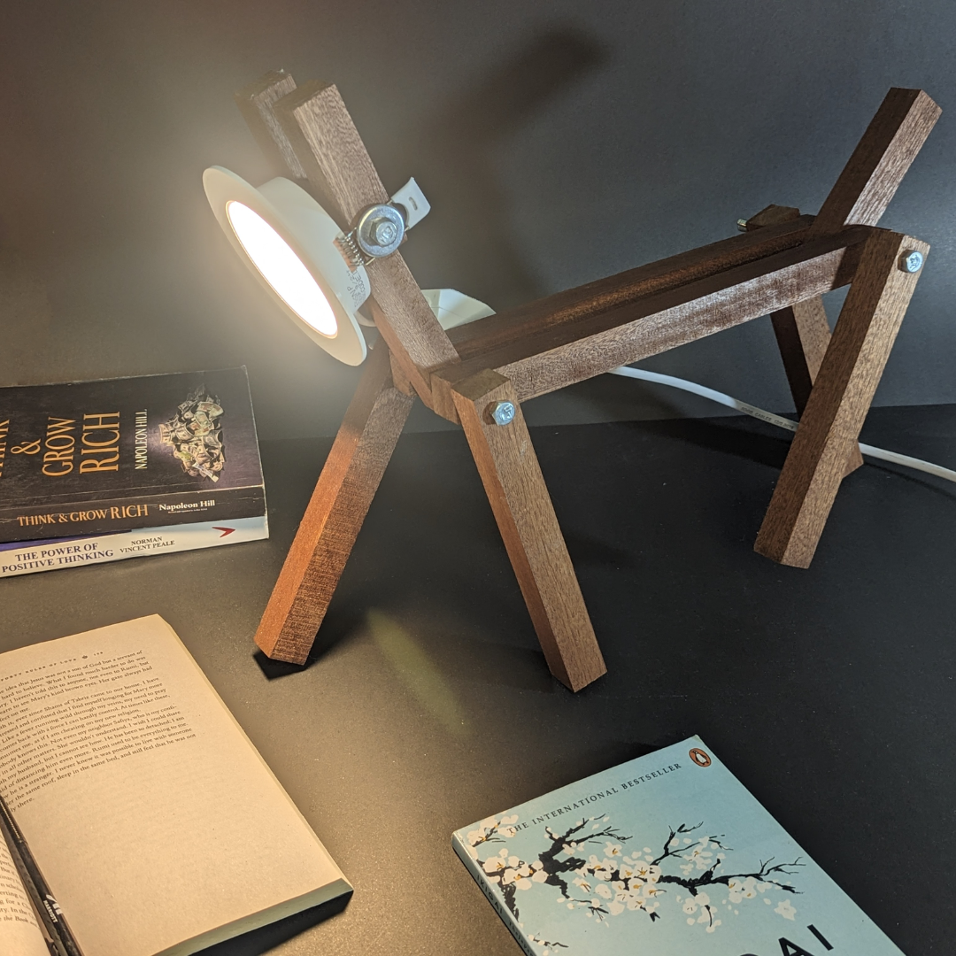 Pet Dog Desk Lamp - Mahogany Wood
