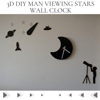 DIY 3D Man Viewing Stars Wall Clock